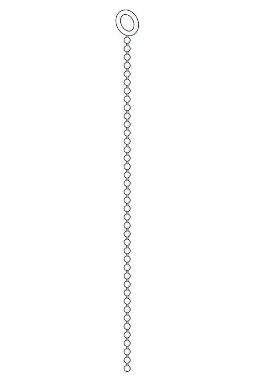 Eine einfache Kugelkette mit einer ringförmigen Halterung oben und einer Reihe von kugelförmigen Elementen darunter, hergestellt von HANSA.